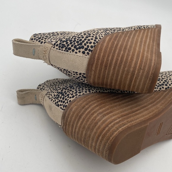 Toms Speckled Ankle Booties Black Cream wedge women 7.5 suede polka dot casual - Picture 9 of 13